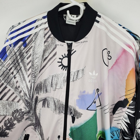 Adidas Originals x Farm Rio Multi Print Floral Hawaiian Bomber Track Jacket S - Picture 14 of 14